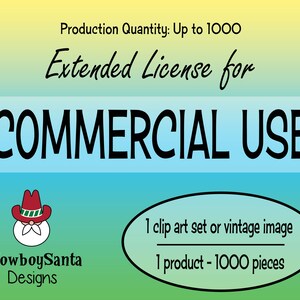 Extended License Commercial Use 1 Clip Art Set or 1 Vintage Image | Production up to 1000 items |Small Business Use