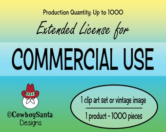 Extended License Commercial Use 1 Clip Art Set or 1 Vintage Image | Production up to 1000 items |Small Business Use