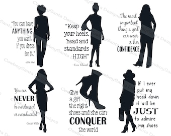 Women, Girls Affirmation, Empowerment, Silhouette Clip Art | fashion | Digital collage | Instant Download
