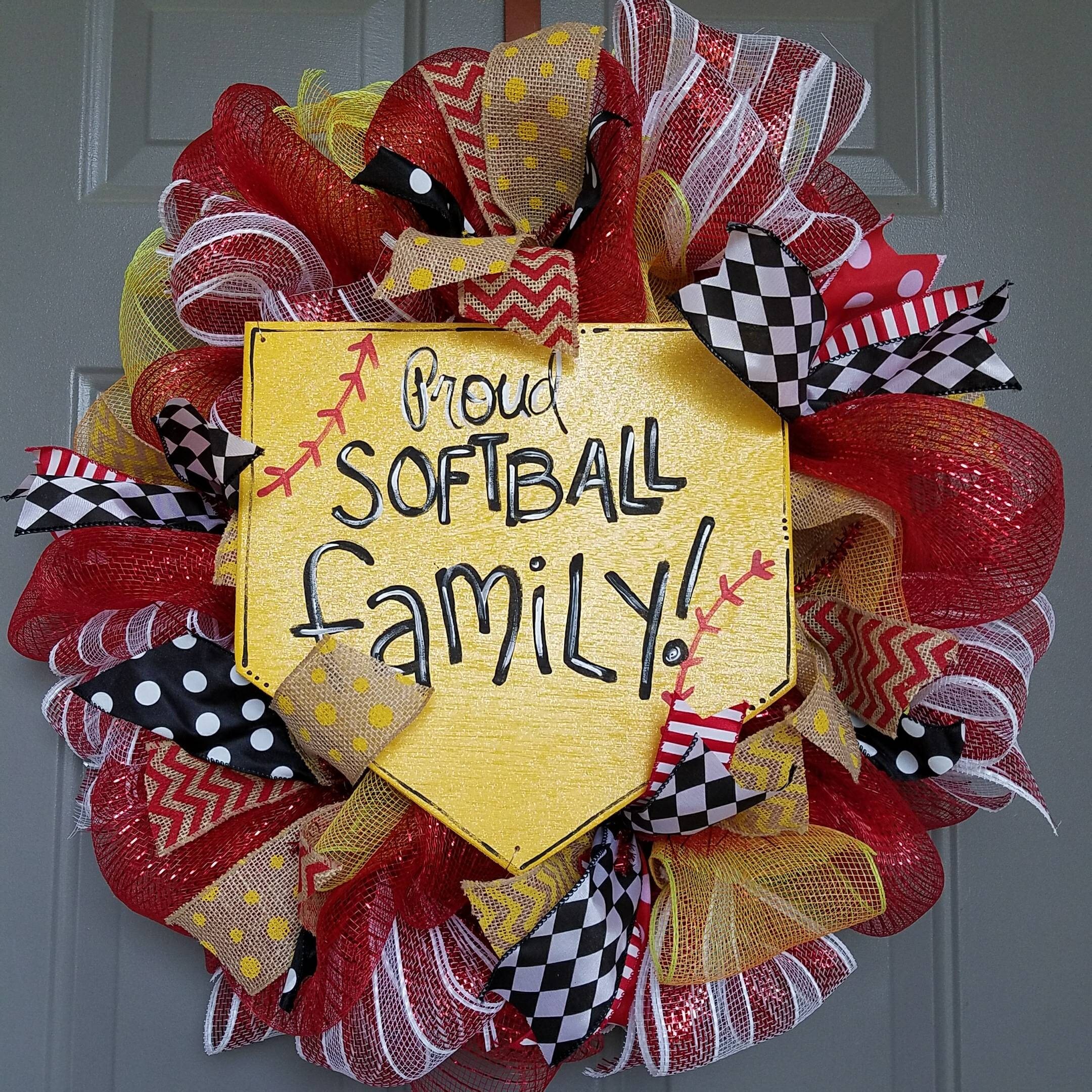 Softball wreath proud softball family baseball wreath Etsy