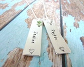 Personalized Neckace Hand stamped Mommy Necklace Nana Grandma Couples Best Friends Sisters Bar Necklace Birthstone Necklace