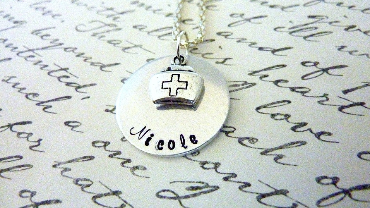 Personalized Nurse Necklace Gift Hand Stamped Custom Necklace - Etsy
