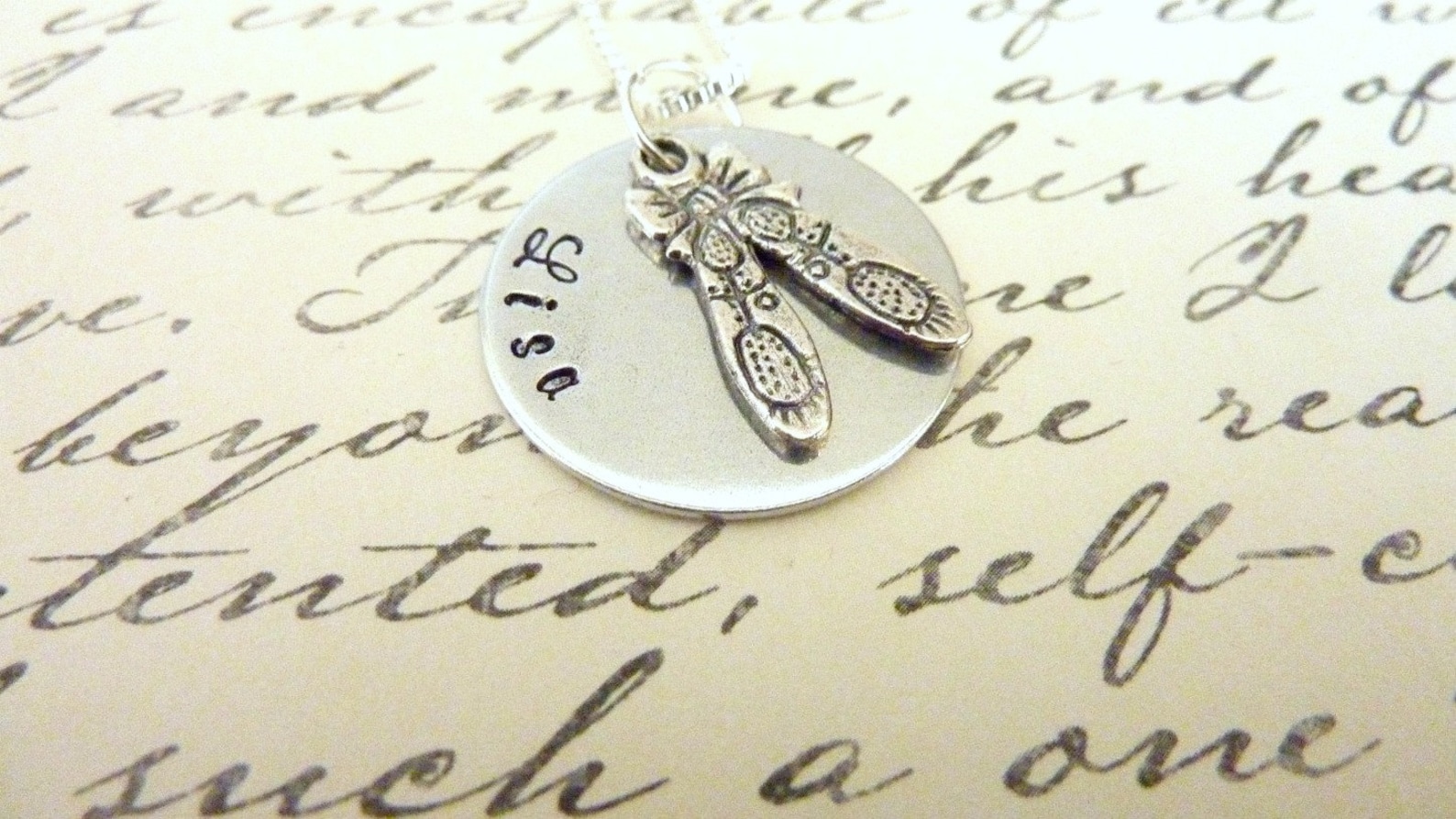 personalized ballet necklace gift hand stamped ballet shoe ballerina custom necklace