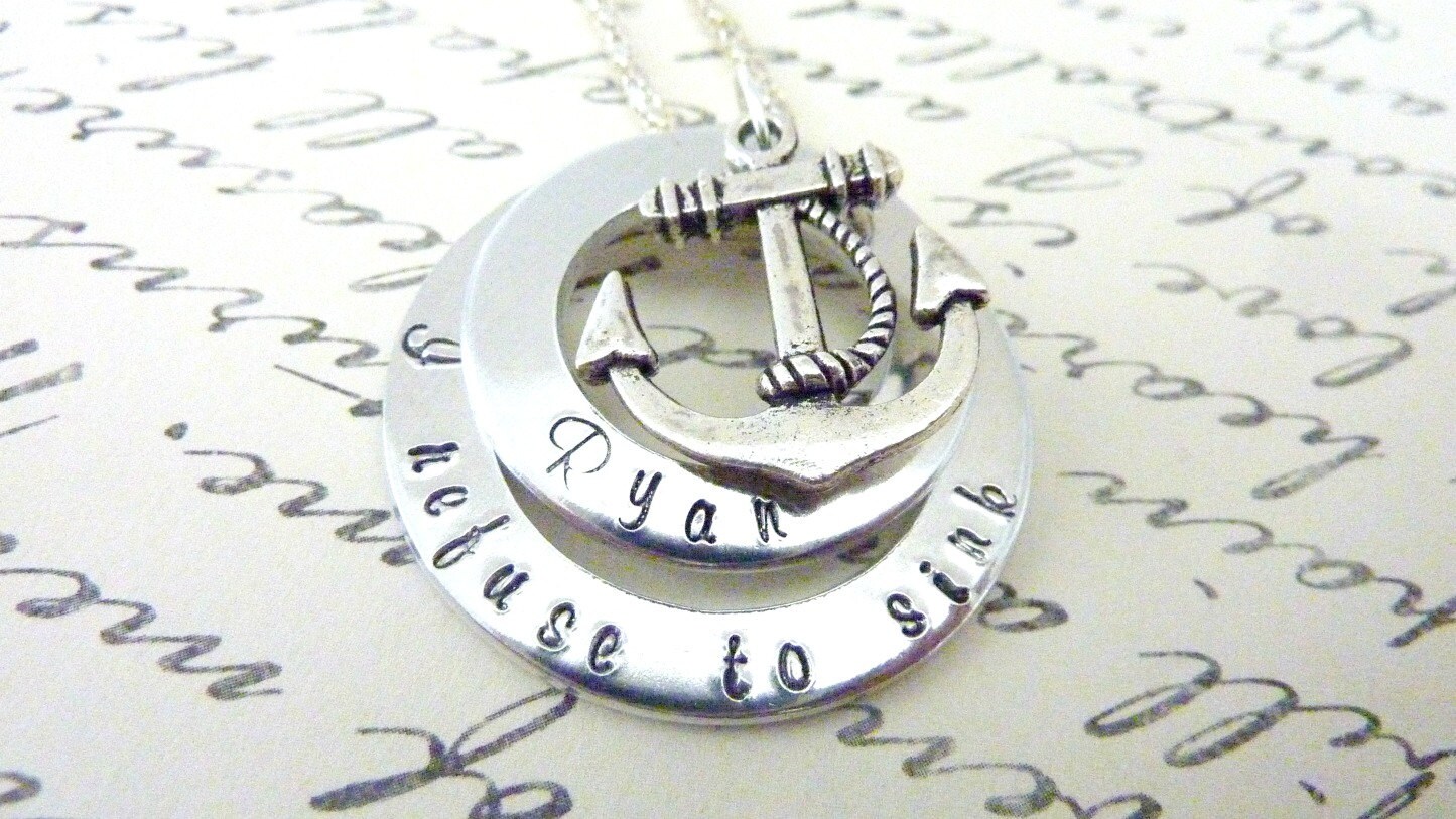 Inspirational Anchor Necklace I Refuse to Sink Necklace Hand Etsy