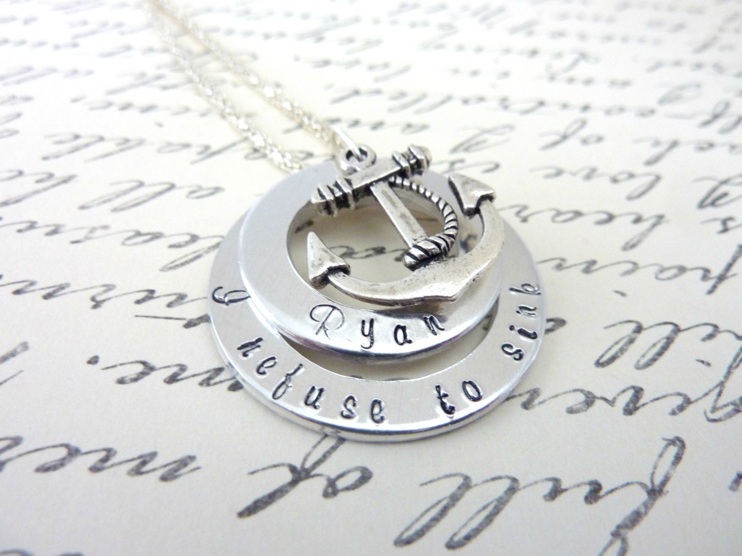 Inspirational Anchor Necklace I Refuse to Sink Necklace Hand Etsy