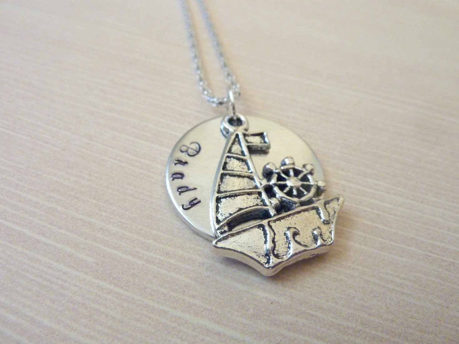 Personalized sail boat key ring sailing Gift Hand stamped Navy Etsy