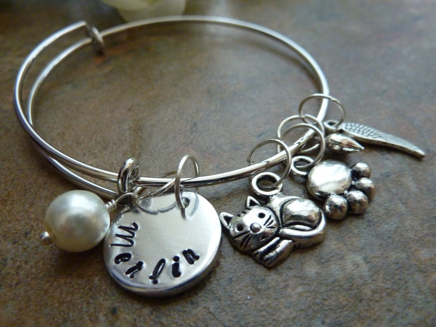 Pet Memorial Jewelry Pet Memorial Bracelet Personalized Cat Etsy