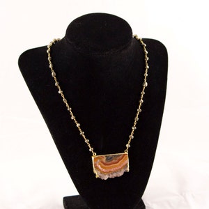 Amethyst Rectangle Slice with Pyrite in Gold-fill