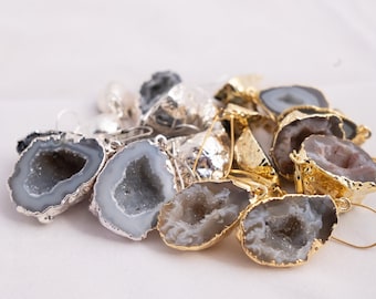 Agate Geode Earring in Silver