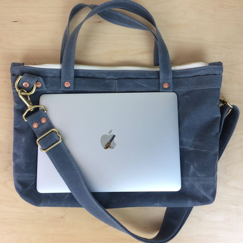 The Briefcase Waxed Canvas Waterproof Crossbody Shoulder Etsy
