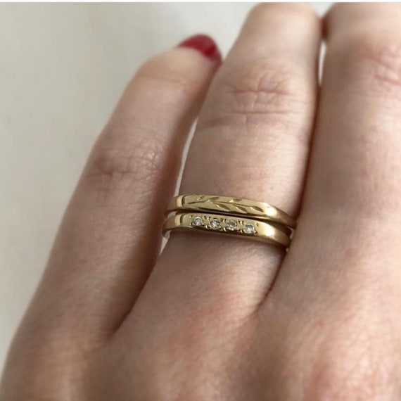 Olive Branch Engraved Wedding Bands For Women Olive Branch Signet