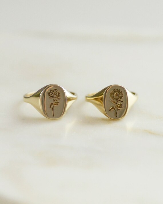 Sunflower signet ring sale