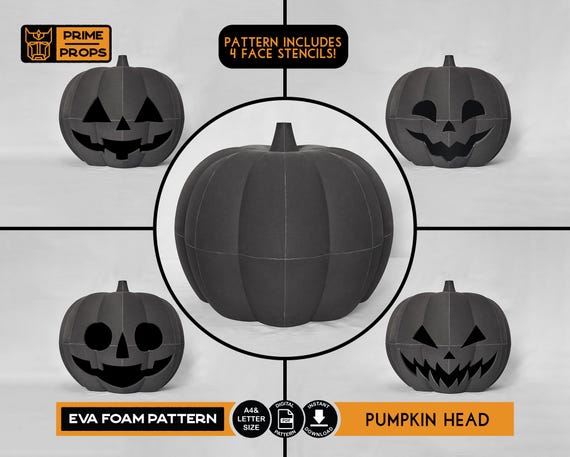 Wearable pumpkin head pattern for EVA foam
