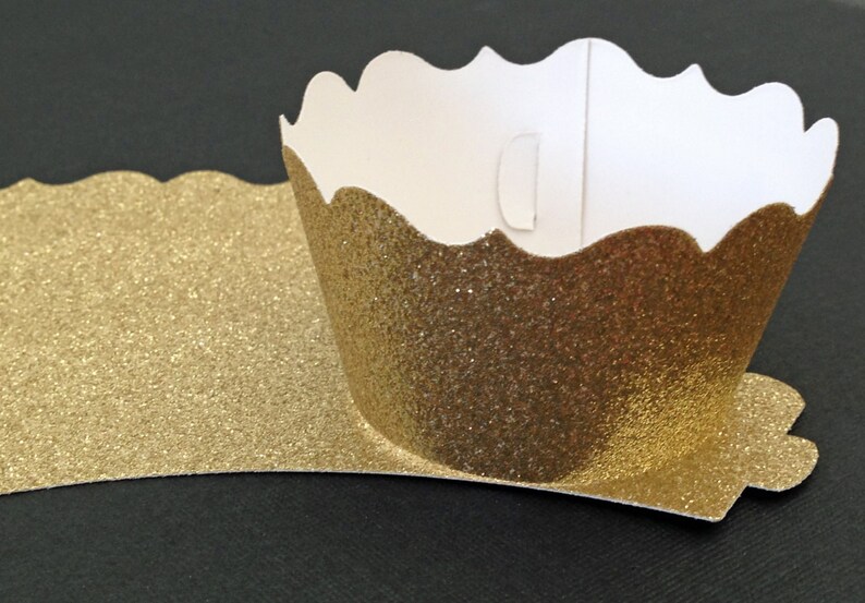 Glitter cupcake wrappers elegant gold Choose your cut Etsy