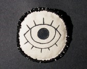 Unique Eye Brooch - HandMade Cotton Brooch - Old School Eye Tattoo - Hand Painted Pattern - OOAK Textile Brooch