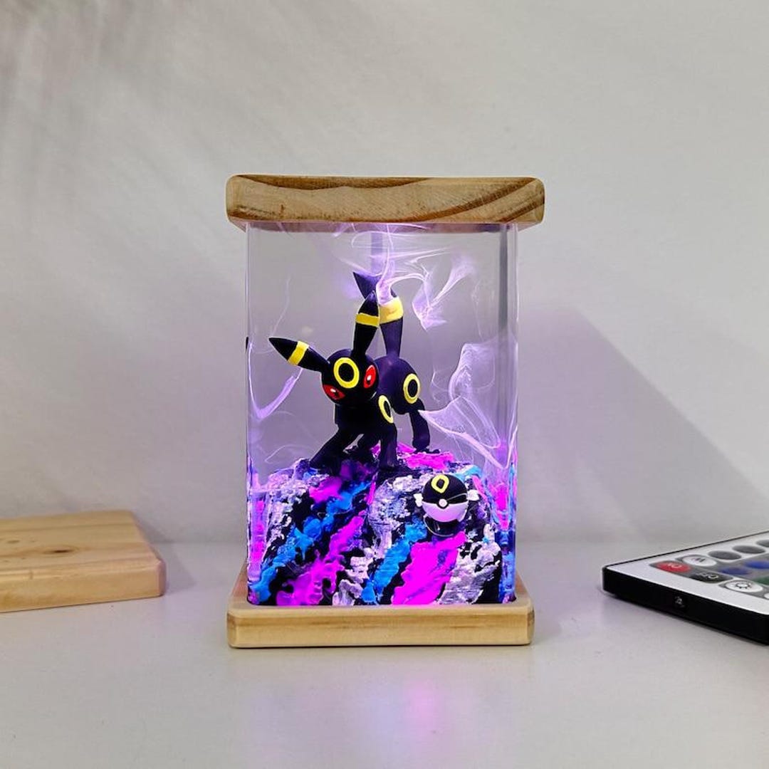 Umbreon Pokemon Resin Lamp – Custom Epoxy Night Light, Handmade Bedside ...