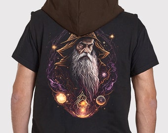 Fire Wizard Sleeveless Hoodie: Psy Trance Burning Man Clothing