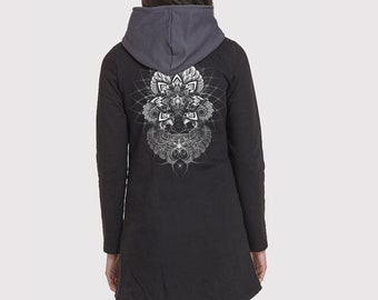Grafische Druck Baumwolle Jacke, Psy Trance Festival Kleidung