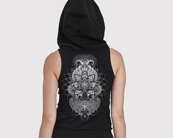 Baumwoll Lycra Kapuzen Top: Jimacido Digital Druck