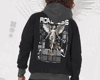 From the Future Angel Zip Hoodie – Cyberpunk Unisex Streetwear Jacket