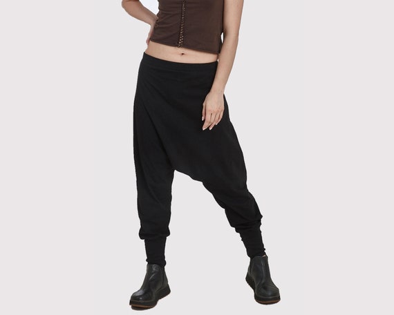 Low Crotch Pants fallen Bottom Black Pants long Loose Trousers black Maxi Pants drop Crotch Pants casual Everyday Pants Etsy Ireland