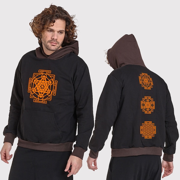 Mens hoodie with print -Sacred Geometry Mandalas-psy clothing-festival-Festival Wear-psychedelic clothing-handmade-Burning Man