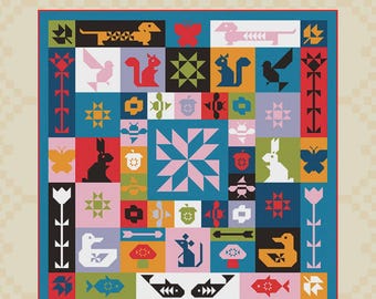 Folk Sampler ~ The Complete Quilt Project Pattern by Art East Quilting Co. (AEFS0125)