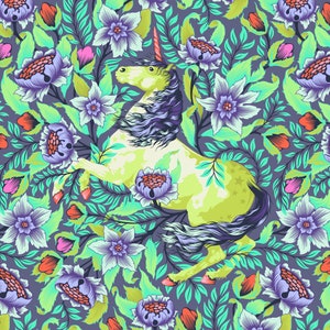 OOP RARE ~ FreeSpirit Tula Pink Pinkerville Imaginarium in Daydream (PWTP127.DAYDREAM) ~ 100% Cotton Fabric ~ Unicorn Purple Aqua