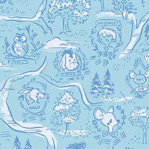 Jill Howarth 100 Aker Woods Map in Himmelblau ~ Riley Blake Designs ~ Winnie the Pooh & Friends (C15171-SKY)