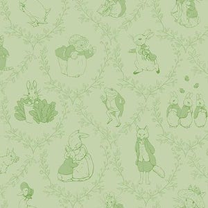 Riley Blake Peter Rabbit & Friends Toile in Fern Green (C15863-FERN) ~ 100% Cotton Fabric ~ Beatrix Potter Storybook Animal Fabric