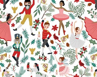 Jennifer Long Nutcracker Tradition Storybook in Snow (CD17671-SNOW) Riley Blake Fabric