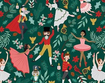 Jennifer Long Nutcracker Tradition Storybook in Pine (CD17671-PINE) Riley Blake Fabric