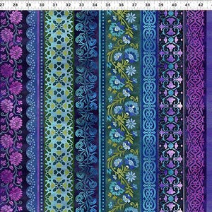 ITB Jason Yenter Counterpoint II Floral Main Stripe in Blue (In the Beginning Fabrics 24-1SEW-1)