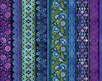 ITB Jason Yenter Counterpoint II Floral Main Stripe in Blue (In the Beginning Fabrics 24-1SEW-1)