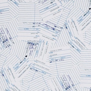 Windham Jot / Literary ~ Library Cards in On Loan ~ by Heather Givans ~ 100% Cotton Fabric ~ Book Literature Paper