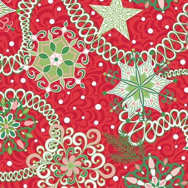 Benartex Holiday Jewels ~ Jewels in Red ~ 100% Cotton Fabric by Amanda Murphy (13561P-10)