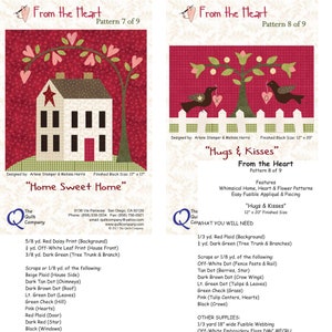 From the Heart Quilt Pattern Set by the Quilt Company ~ 6 Block of the ...