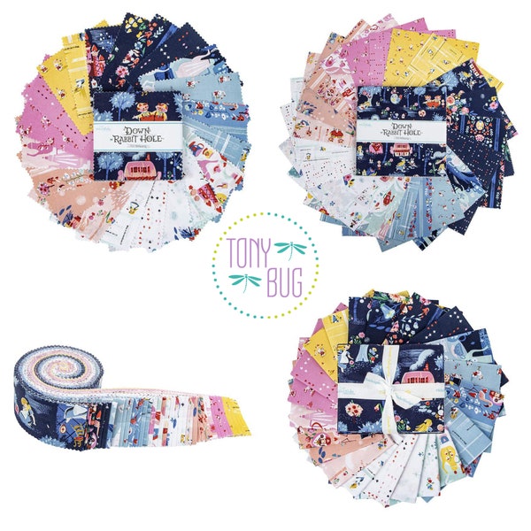 Jill Howarth Down the Rabbit Hole by Riley Blake ~ Alice in Wonderland Fabric ~ Charm Pack, Jelly Roll, Layer Cake, or Fat Quarter Bundle