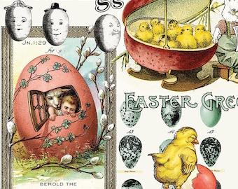 J. Wecker Frisch Egg Hunt Fabric: Easter Egg Collage Multi (CD17143-MULTI) Riley Blake