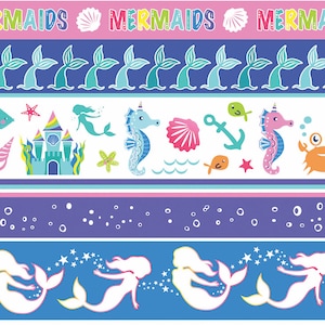 Benartex Mystical Mermaids ~ Under the Sea Stripe in Multi ~ by Kanvas Studio ~ 100% Cotton Fabric with Pearlescent Accents (12518P-99)