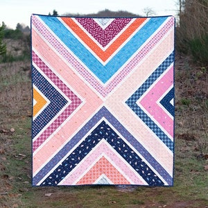 The Sylvie Quilt ~ A Pieced Quilt Pattern by Erica Jackman of Kitchen Table Quilting (KTQ143)  Geometric Large Scale Print Friendly