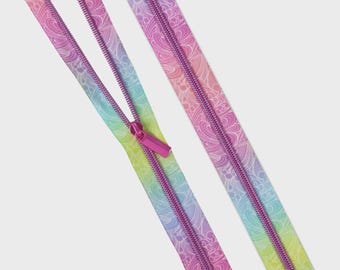 Sallie Tomato Zippers by the Yard: Floral Reef Making Waves #5 Nylon, Tula Pink Coil, 3yds, 9 Pulls