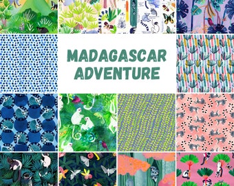 Lemur Fabric ~ Katy Tanis Madagascar Adventure by FreeSpirit Fabrics ~ Fat Quarter or Half Yard Bundle