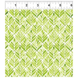 May include: A seamless pattern featuring a repeating design of green watercolor leaves on a white background. The leaves are arranged in a diamond pattern, creating a geometric and organic look.