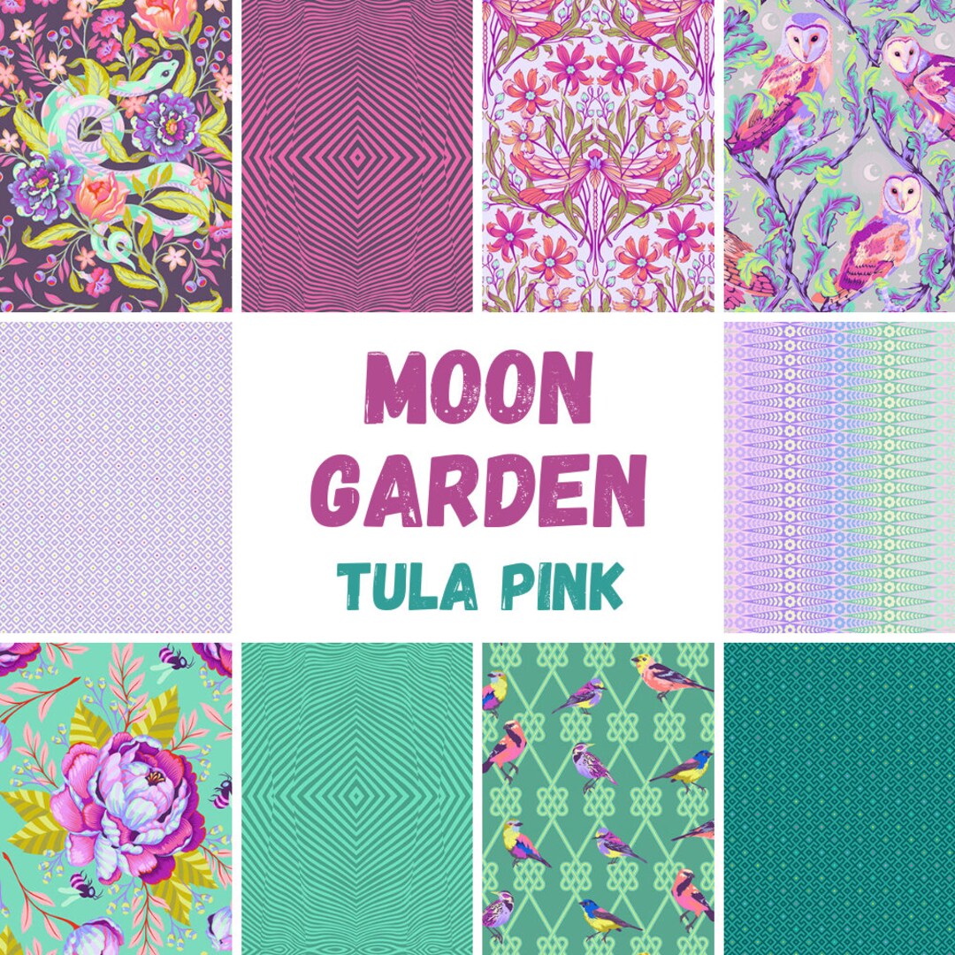 Tula Pink Moon Garden Fabric Half Yard Bundle of 10 in Expanded Dusk Palette 2022 Release From