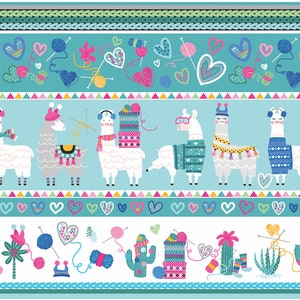 Benartex Llama Drama ~ Stripe in Multi ~ by Kanvas Studio ~ 100% Cotton Fabric (12709-99)