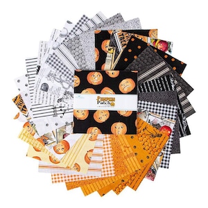 Pumpkin Patch Fabric by J. Wecker Frisch for Riley Blake Designs ~ Layer Cake 42 10&quot; Squares ~ Halloween Eclectic Vintage Modern