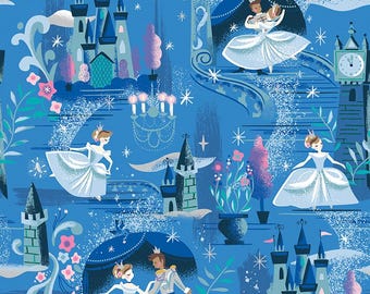 Jill Howarth Wishes The Ball in Blueberry ~ Riley Blake Designs ~ Cinderella Fabric (SC18070-BLUEBERRY)