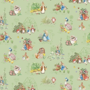 Riley Blake Peter Rabbit & Friends Charaktere in Fern Green (CD15861-FERN) ~ 100% Baumwollstoff ~ Beatrix Potter Storybook Tierstoff