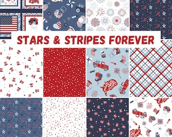 Stars and Stripes Forever: Riley Blake Patriotic Fabric Half Yard Bundle
